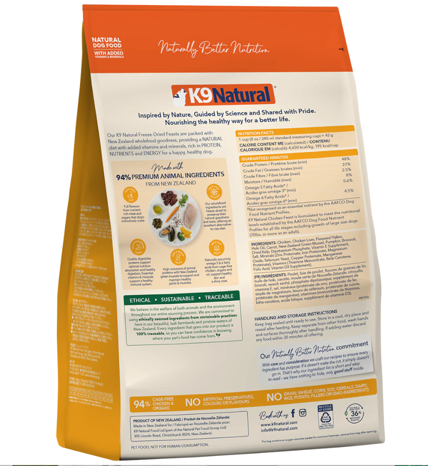 K9 Natural Grain-Free Freeze-Dried Dog Food Chicken 500g