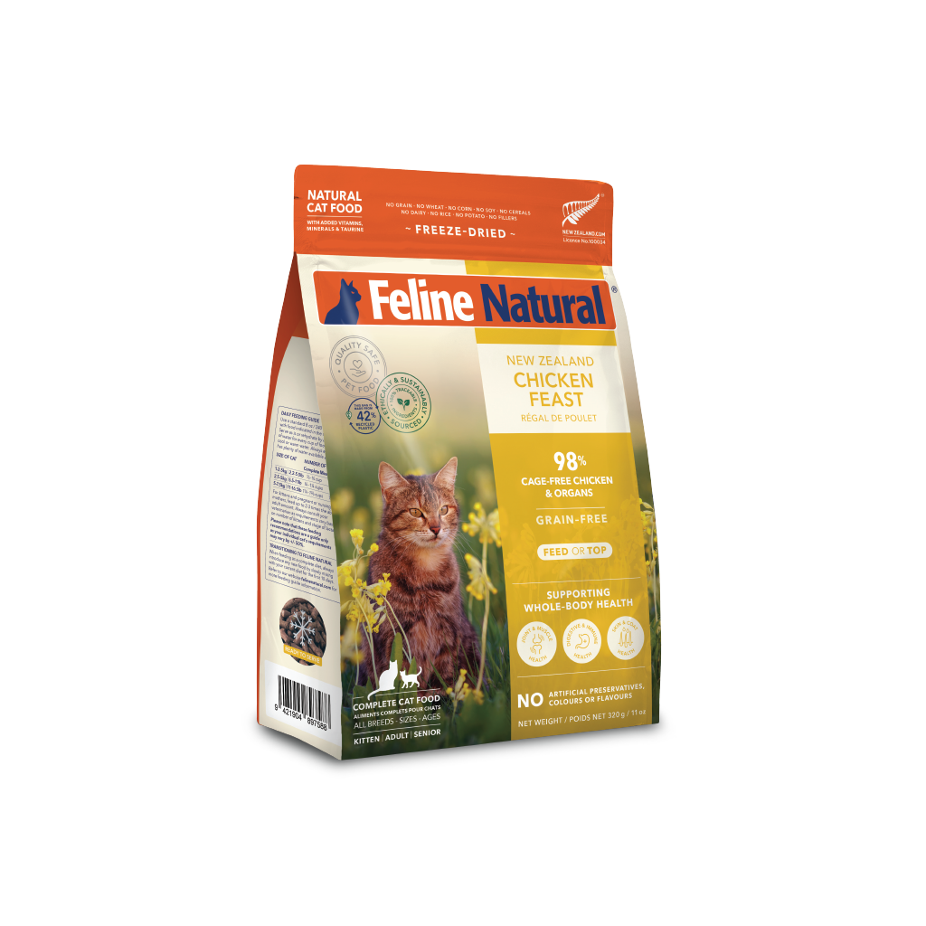 Feline Natural Grain-Free Freeze-Dried Cat Food, Chicken 320g