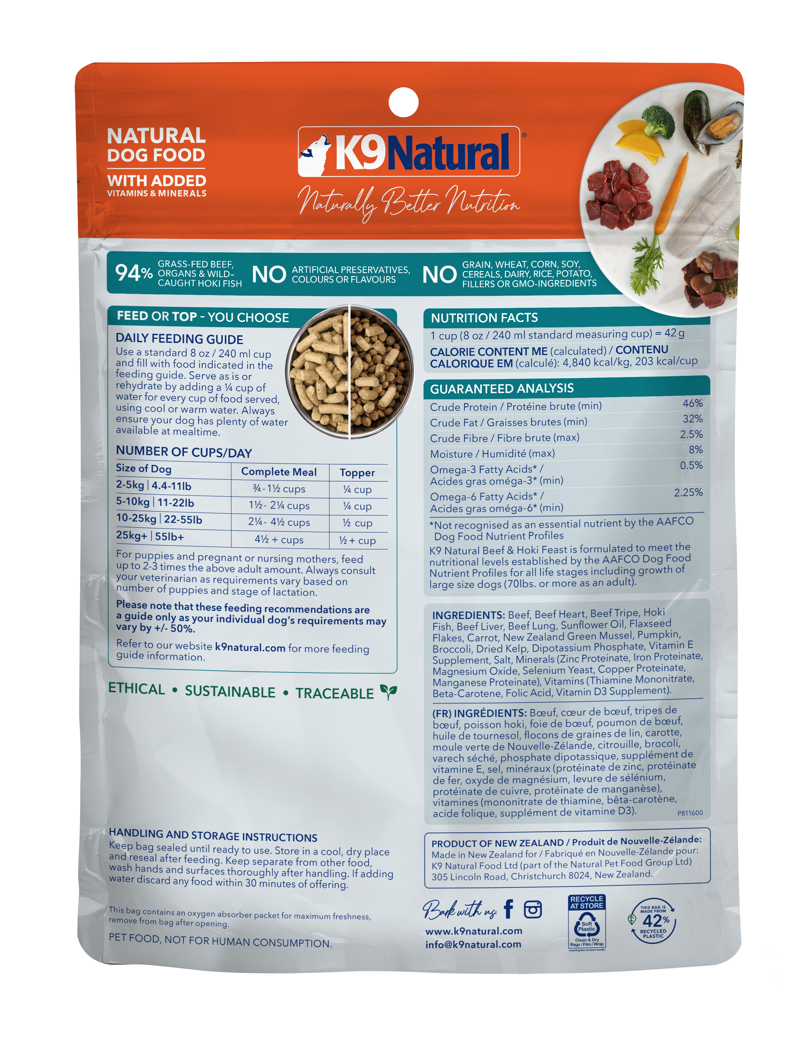K9 Natural Grain-Free Freeze-Dried Dog Food Beef & Hoki 500g
