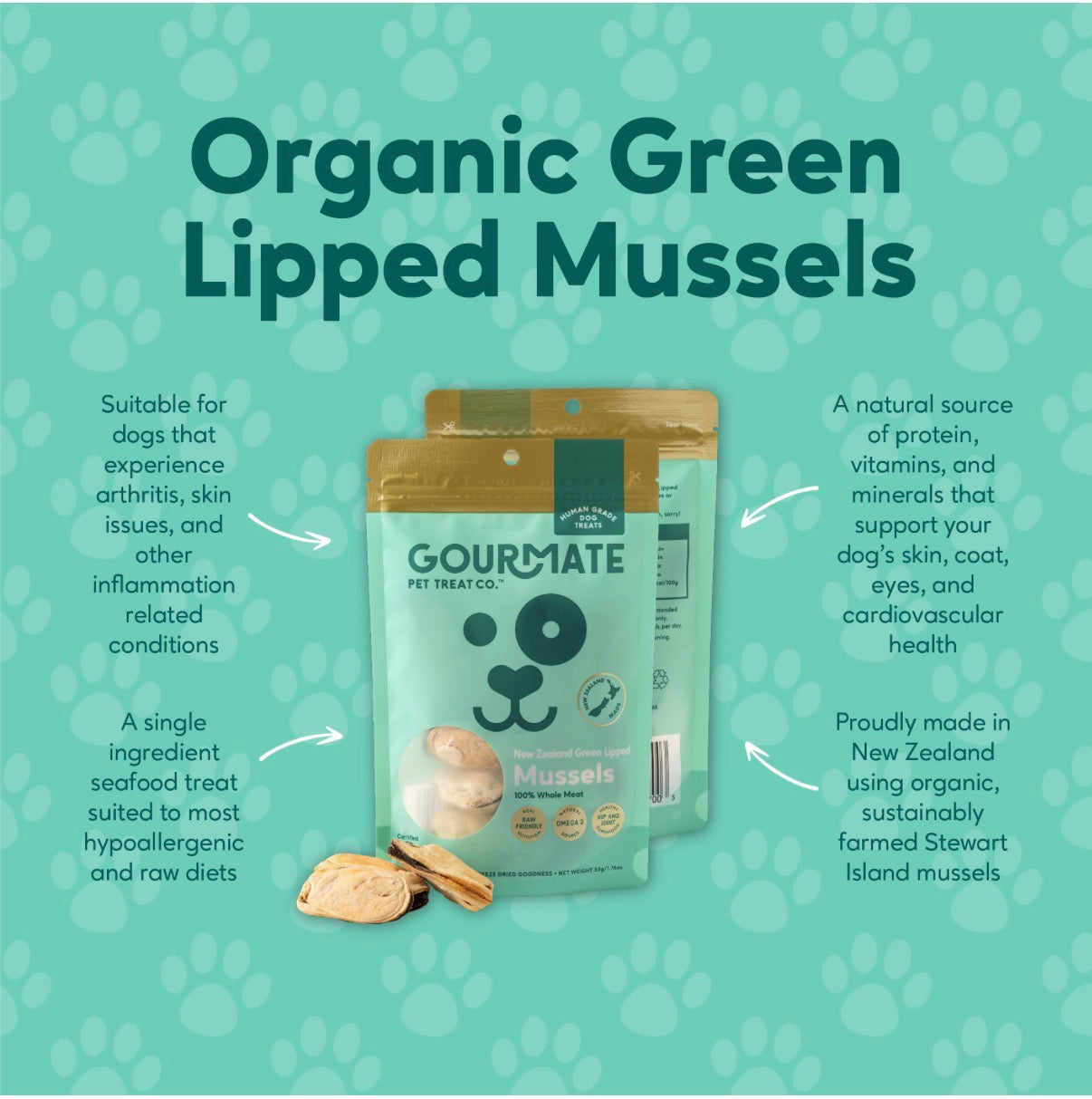 Gourmate - Organic Green Lipped Mussels 50g