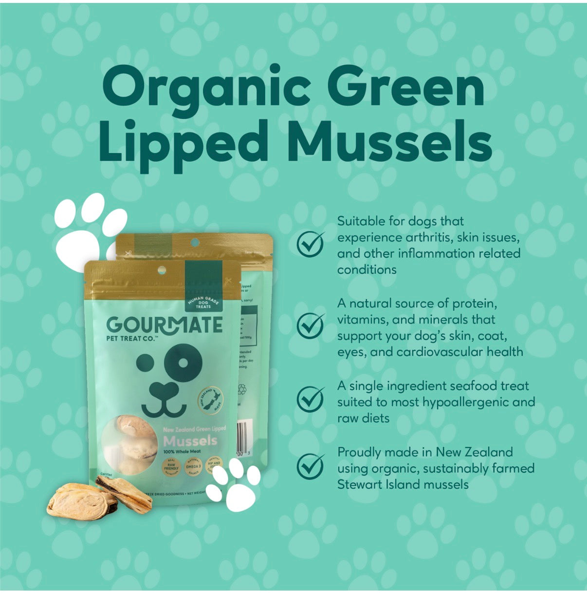 Gourmate - Organic Green Lipped Mussels 50g