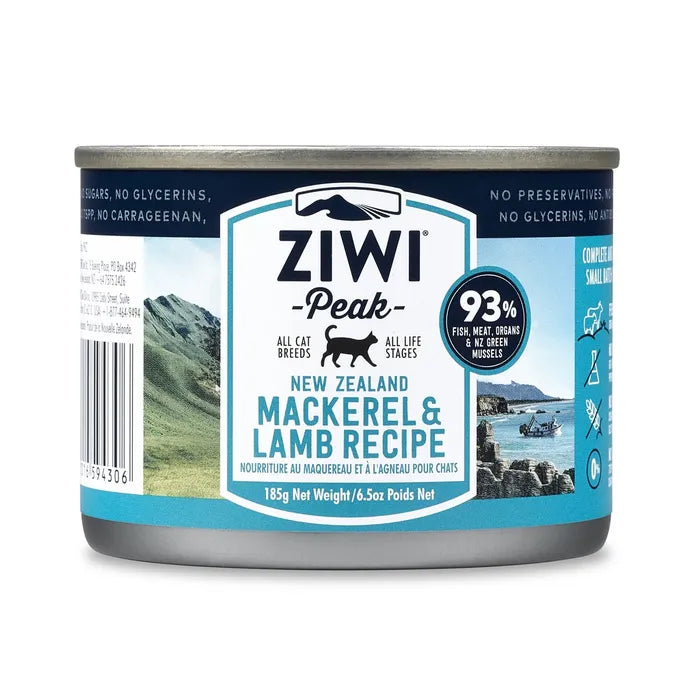 Ziwi Peak Canned Mackerel & Lamb Recipe Cat Food 185g